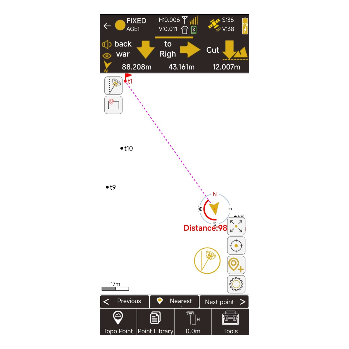 Logiciel de levé Spherefix — écran d'implantation