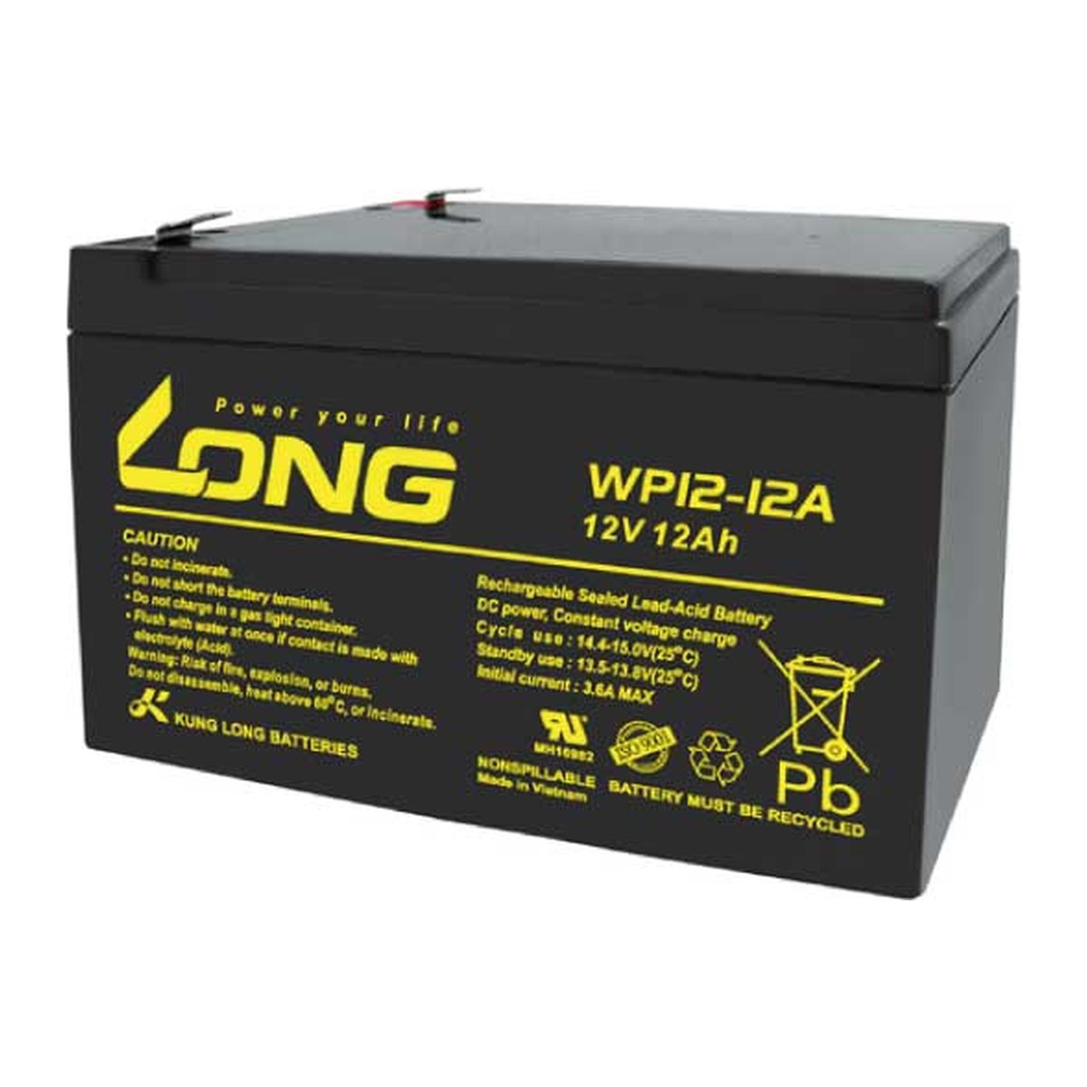 Batterie plomb étanche 12 V 12 Ah pour base GNSS et radio de chantier